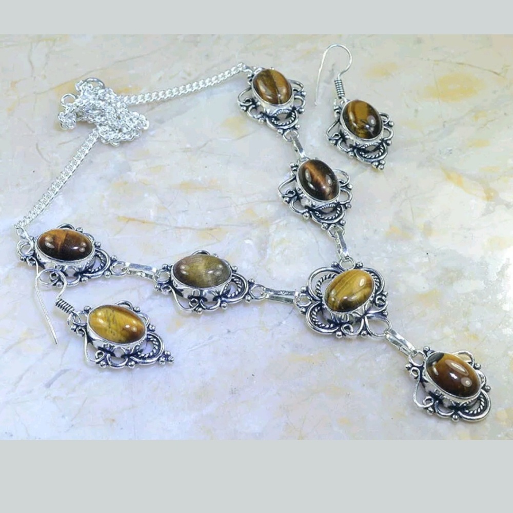 Tiger Eye necklace  and earrings